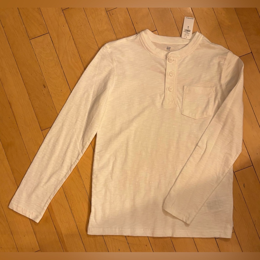 GAP Cream Long Sleeve Henley Shirt